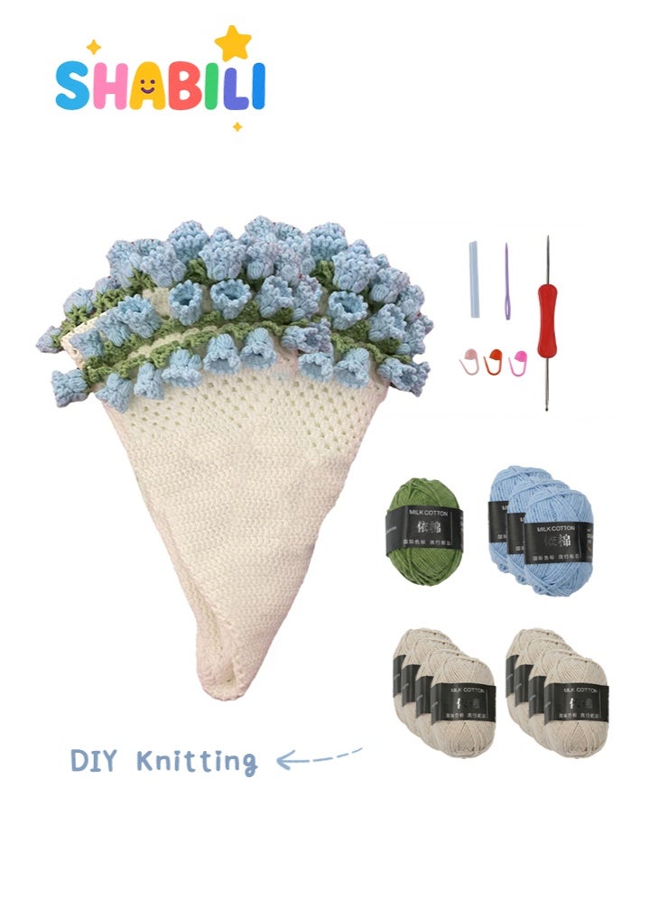 SHABILI DIY Flower Bouquet Blanket Crochet Kit, 2-in-1 Cozy Throw Blanket and Floral Display, Handmade 3D Crochet Flowers, Unique Craft Kit Gift for Mother’s Day Birthday Wedding or Valentine’s Day (Not Finished Product, Hand-Woven Required) - Image 1